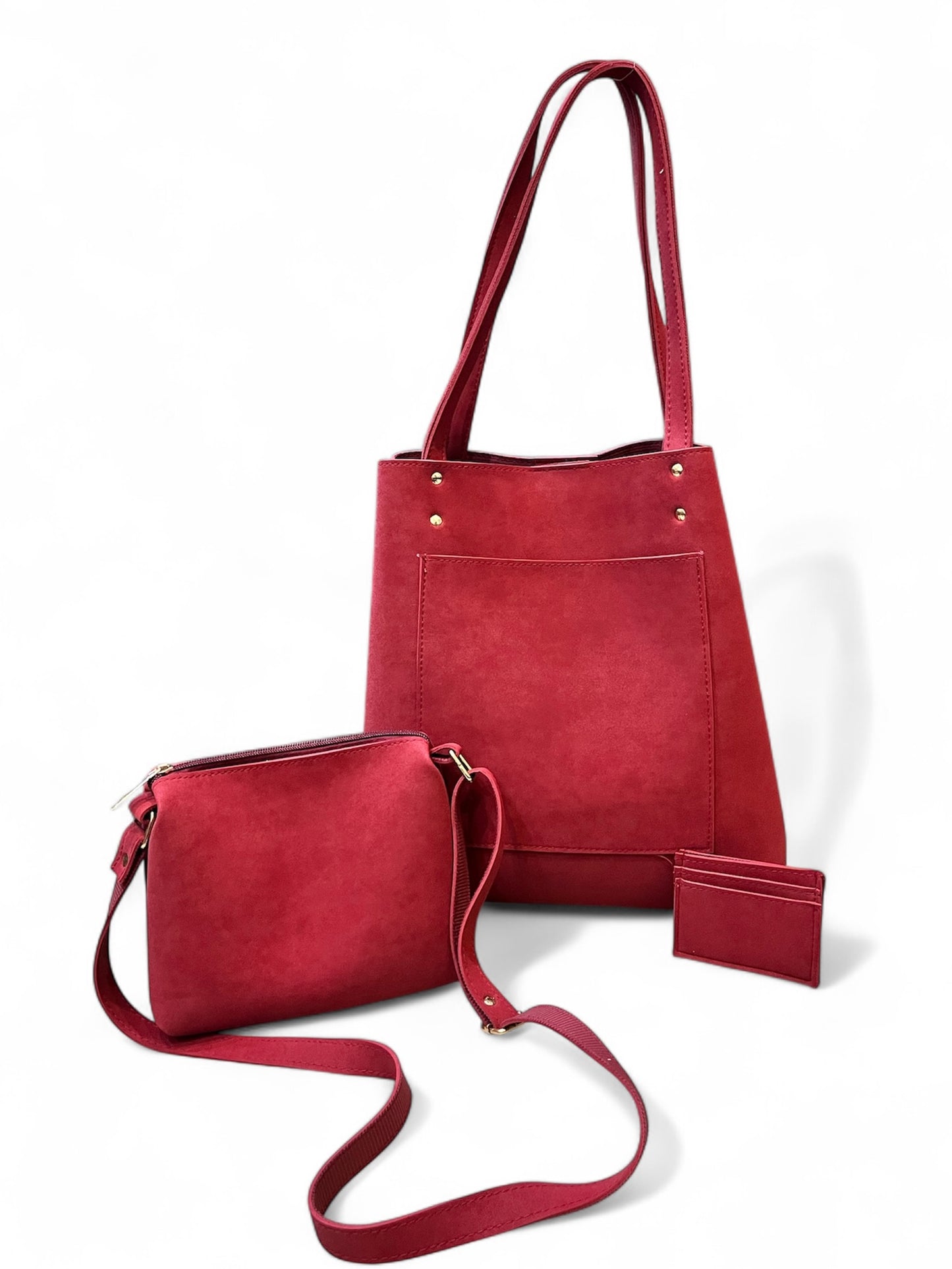 Crescent Suede Tote – 3-Piece Luxury Set by Luna Persona