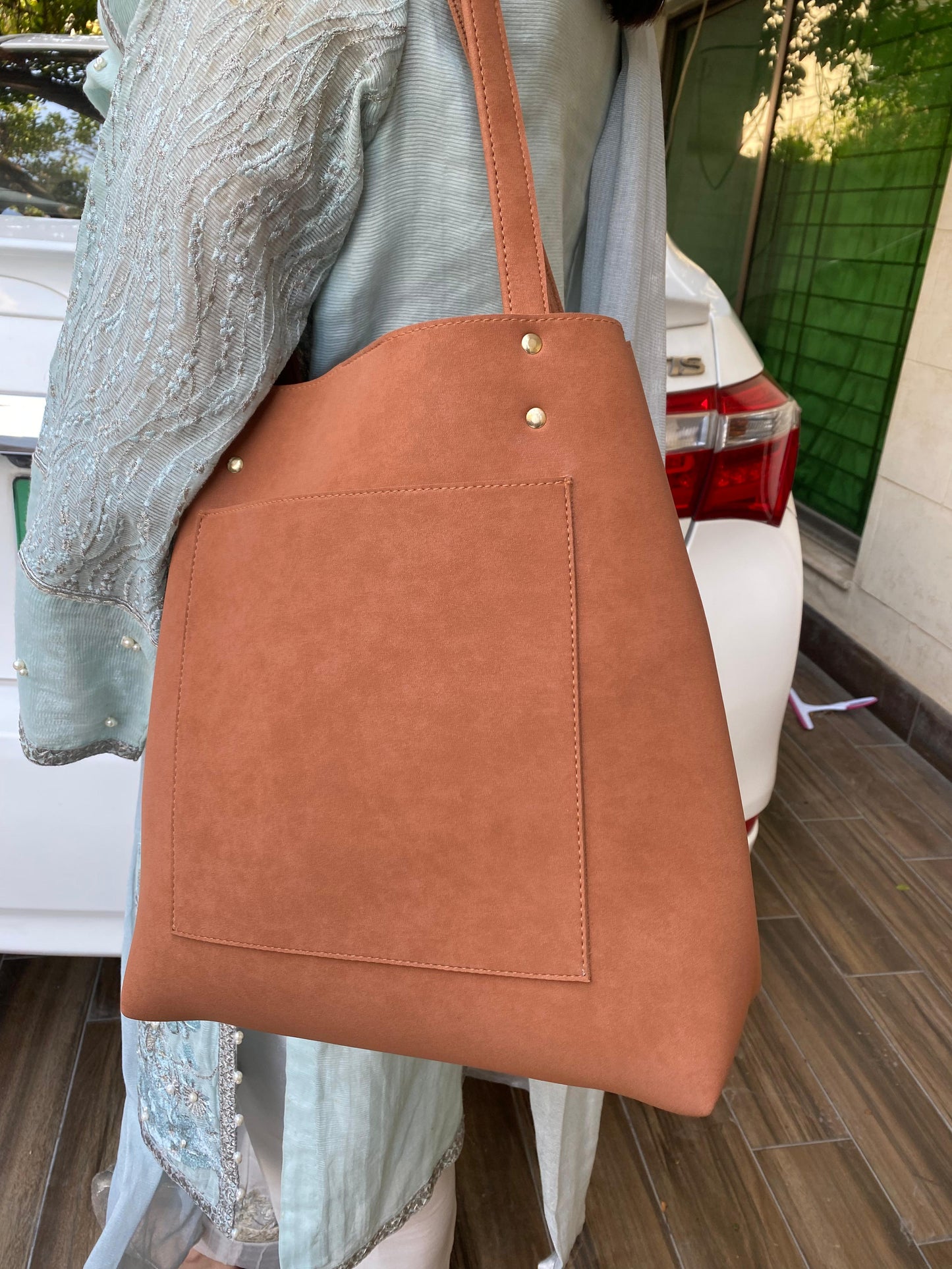 Crescent Suede Tote – 3-Piece Luxury Set by Luna Persona