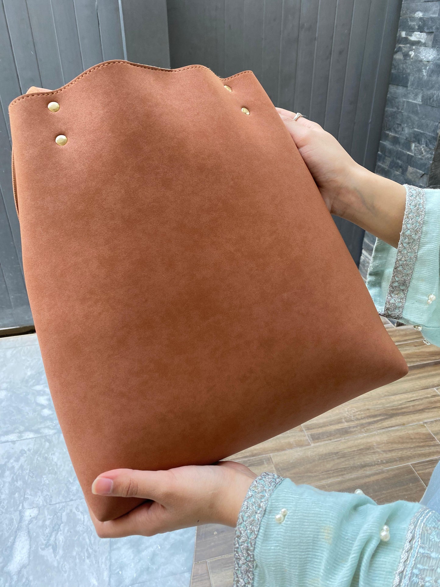 Crescent Suede Tote – 3-Piece Luxury Set by Luna Persona