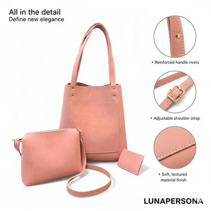 Crescent Suede Tote –  Luxury Set by Luna Persona