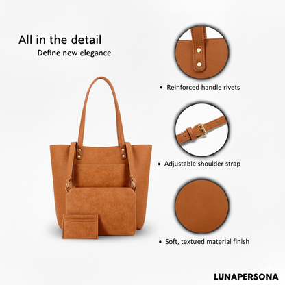 Crescent Suede Tote 3-Piece by Luna Persona