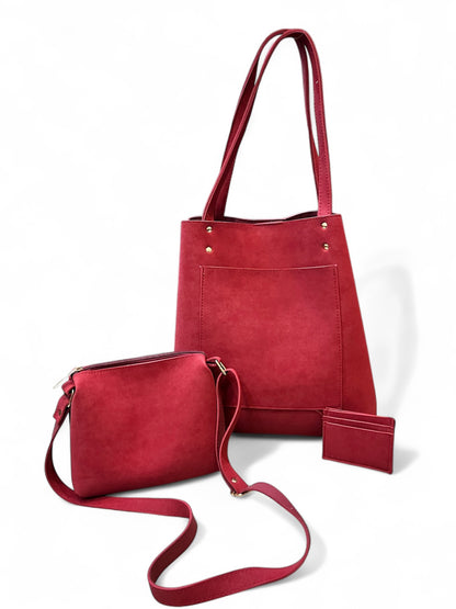 Crescent Suede Tote – 3-Piece Luxury Set by Luna Persona